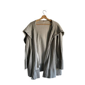 Free People Gray Shawl Neck Open Sweatshirt